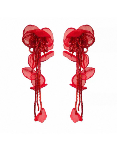 Kolczyki DŁUGIE WIECZOROWE CZERWONE XL MAXI...