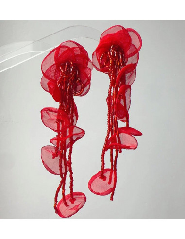 Kolczyki DŁUGIE WIECZOROWE CZERWONE XL MAXI...