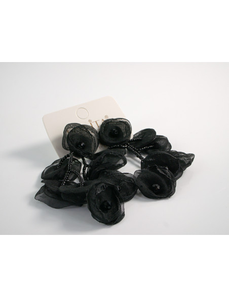 Kolczyki KWIATY WIECZOROWE CZARNE MAXI  LOLITA AKCESORIA  sztyft 925