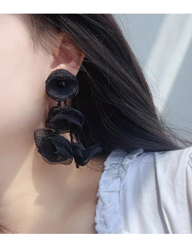 Kolczyki KWIATY WIECZOROWE CZARNE MAXI  LOLITA...