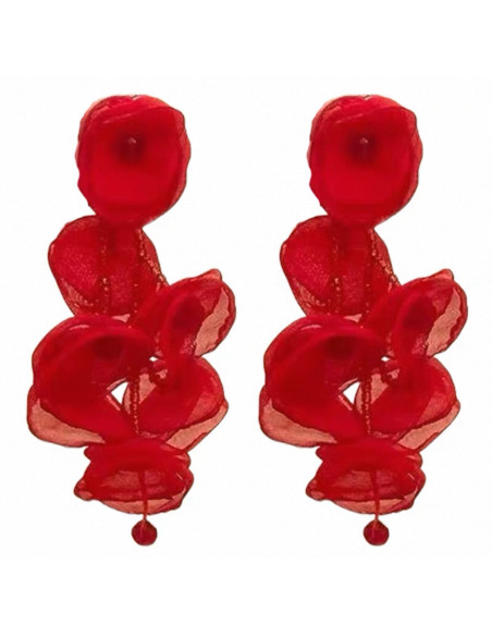 Kolczyki KWIATY WIECZOROWE CZERWONE MAXI  LOLITA AKCESORIA  sztyft 925