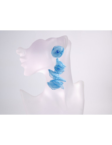 Kolczyki KWIATY WIECZOROWE NIEBIESKIE MAXI...