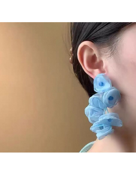 Kolczyki KWIATY WIECZOROWE NIEBIESKIE MAXI  LOLITA AKCESORIA  sztyft 925