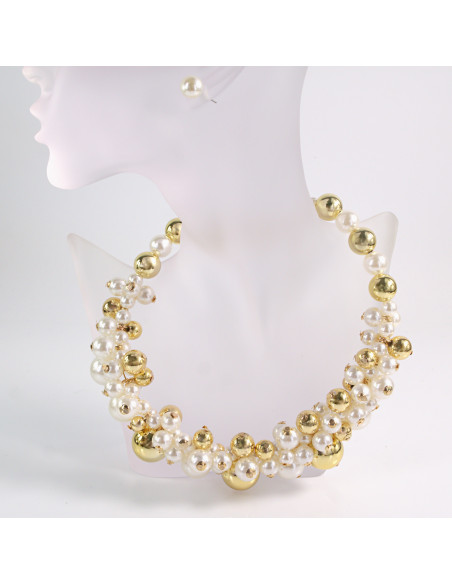 NASZYJNIK KOLIA Z PERŁAMI WIECZOROWE PERŁY POD SZYJĘ LOLITA AKCESORIA