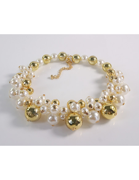 NASZYJNIK KOLIA Z PERŁAMI WIECZOROWE PERŁY POD SZYJĘ LOLITA AKCESORIA