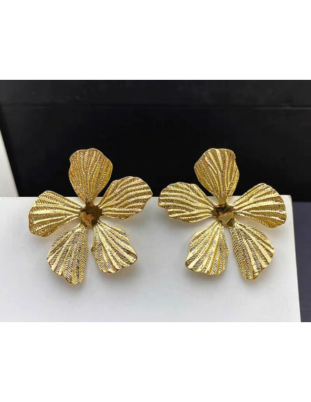 Kolczyki ze stali stal chirurgiczna Lolita Accessories złote DUŻE KWIATY