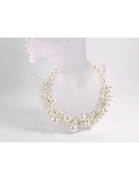 NASZYJNIK KOLIA Z PERŁAMI WIECZOROWE PERŁY POD SZYJĘ LOLITA AKCESORIA