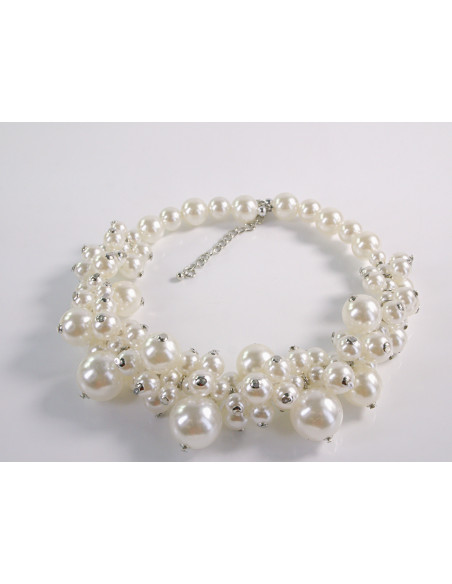 NASZYJNIK KOLIA Z PERŁAMI WIECZOROWE PERŁY POD SZYJĘ LOLITA AKCESORIA