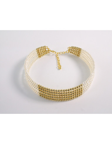 NASZYJNIK CHOKER KOLIA Z PERŁAMI WIECZOROWE...