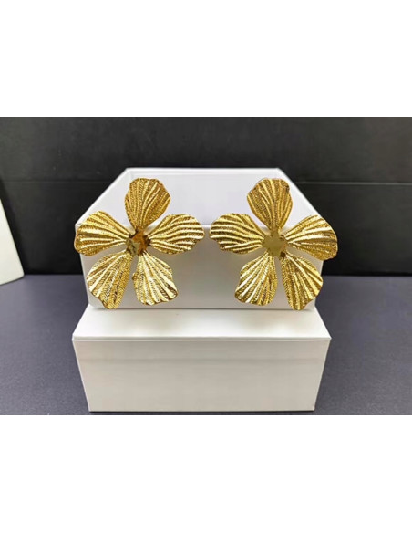Kolczyki ze stali stal chirurgiczna Lolita Accessories złote DUŻE KWIATY