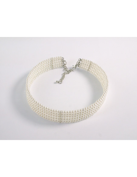 NASZYJNIK CHOKER KOLIA Z PERŁAMI WIECZOROWE PERŁY POD SZYJĘ LOLITA AKCESORIA