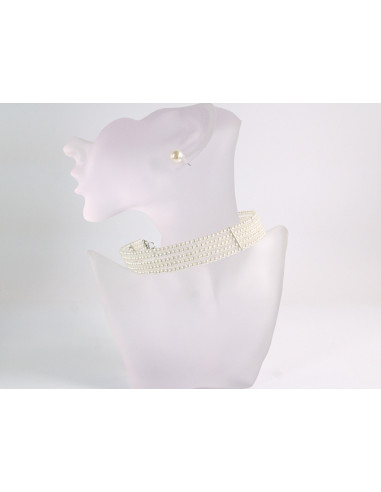 NASZYJNIK CHOKER KOLIA Z PERŁAMI WIECZOROWE...