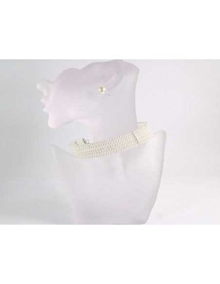 NASZYJNIK CHOKER KOLIA Z PERŁAMI WIECZOROWE PERŁY POD SZYJĘ LOLITA AKCESORIA