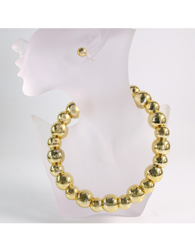 NASZYJNIK KOLIA ZŁOTE WIECZOROWE KORALE POD...