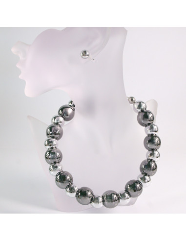 NASZYJNIK KOLIA SREBRNE WIECZOROWE KORALE POD...