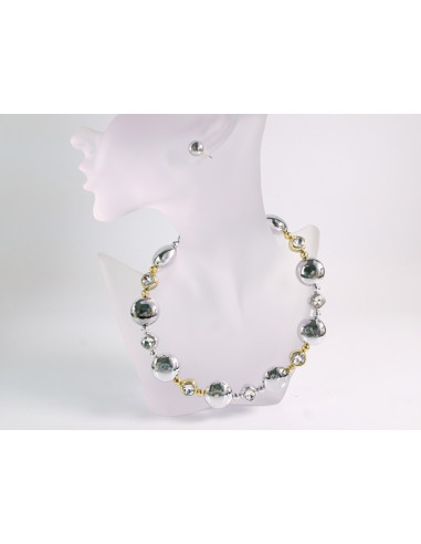 NASZYJNIK KOLIA SREBRNO - ZŁOTY NASZYJNIK  POD...