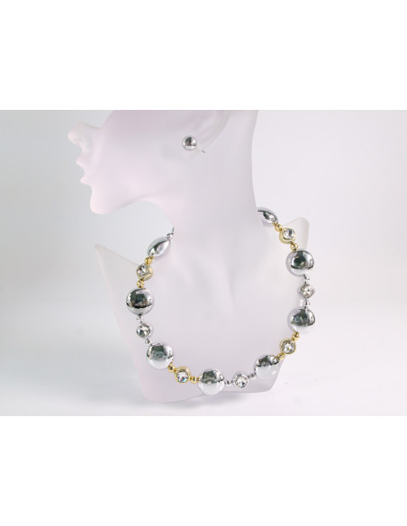 NASZYJNIK KOLIA SREBRNO - ZŁOTY NASZYJNIK  POD SZYJĘ LOLITA AKCESORIA