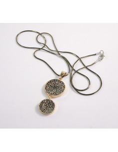 NASZYJNIK DŁUGI WISIOR MEDALION GRAFITOWY Lolita Akcesoria