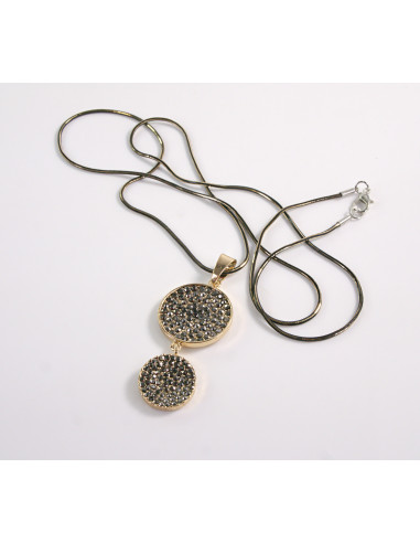 NASZYJNIK DŁUGI WISIOR MEDALION GRAFITOWY...