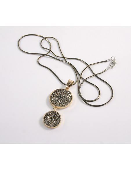 NASZYJNIK DŁUGI WISIOR MEDALION GRAFITOWY Lolita Akcesoria