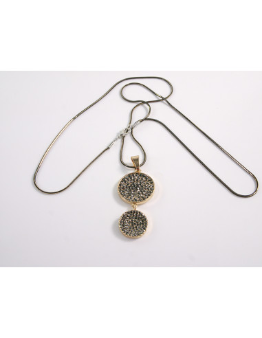 NASZYJNIK DŁUGI WISIOR MEDALION GRAFITOWY...