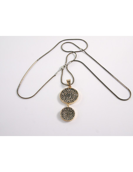 NASZYJNIK DŁUGI WISIOR MEDALION GRAFITOWY Lolita Akcesoria