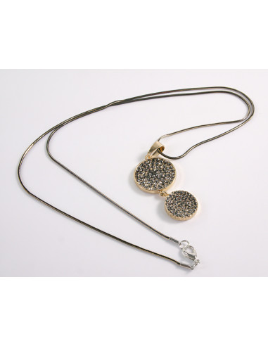 NASZYJNIK DŁUGI WISIOR MEDALION GRAFITOWY...