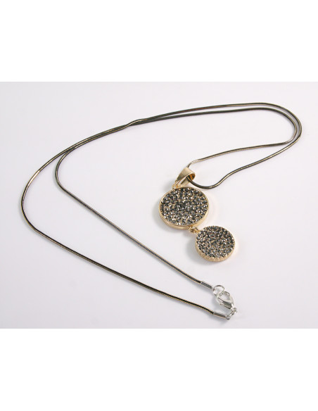 NASZYJNIK DŁUGI WISIOR MEDALION GRAFITOWY Lolita Akcesoria