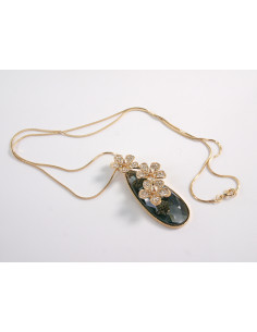 NASZYJNIK DŁUGI WISIOR MEDALION ZŁOTO - GRAFITOWY Lolita...