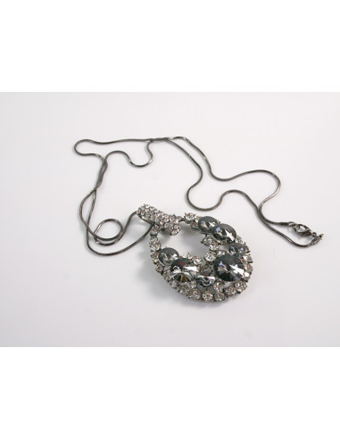 NASZYJNIK DŁUGI WISIOR MEDALION GRAFITOWY...