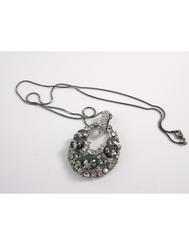 NASZYJNIK DŁUGI WISIOR MEDALION GRAFITOWY...