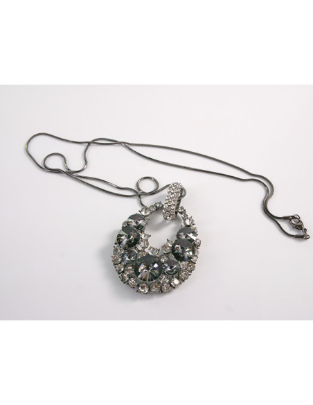 NASZYJNIK DŁUGI WISIOR MEDALION GRAFITOWY Lolita Akcesoria