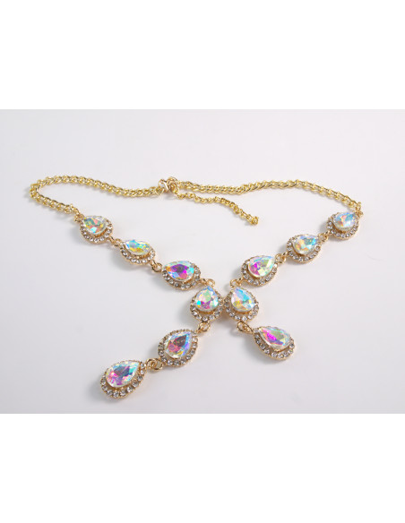 NASZYJNIK wieczorowy KOLIA POD SZYJĘ LOLITA AKCESORIA crystal AB