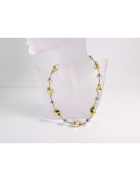 NASZYJNIK  POD SZYJĘ ZŁOTO - SREBRNY  LOLITA AKCESORIA NIEREGULARNE PERŁY