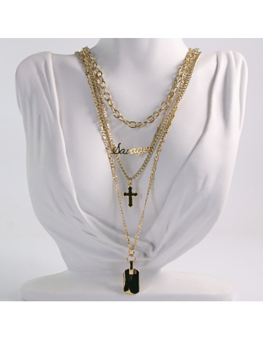 NASZYJNIK KOLIA CELEBRYTKA  4 łańcuszki  LOLITA...