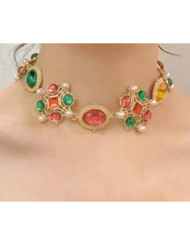 NASZYJNIK WIECZOROWY KOLOROWY POD SZYJĘ WIELKIE...