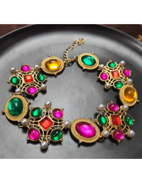 NASZYJNIK WIECZOROWY KOLOROWY POD SZYJĘ WIELKIE WYJŚCIE LOLITA AKCESORIA