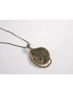 NASZYJNIK DŁUGI WISIOR MEDALION GRAFITOWY LIŚĆ  Lolita... 2