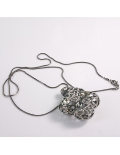 NASZYJNIK DŁUGI WISIOR  GRAFITOWY MEDALION  Lolita Akcesoria