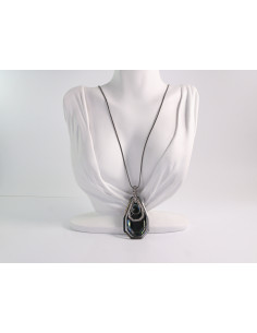 NASZYJNIK DŁUGI WISIOR WISIOR GRAFITOWY MEDALION Lolita...