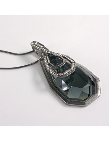 NASZYJNIK DŁUGI WISIOR WISIOR GRAFITOWY MEDALION Lolita Akcesoria