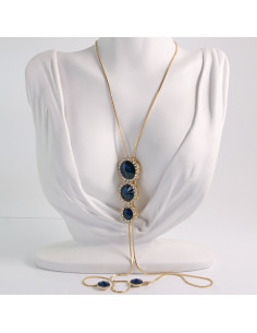 NASZYJNIK DŁUGI WISIOR KRAWATKA GRANATOWY   Lolita Akcesoria