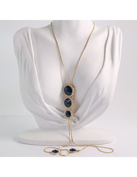 NASZYJNIK DŁUGI WISIOR KRAWATKA GRANATOWY   Lolita Akcesoria