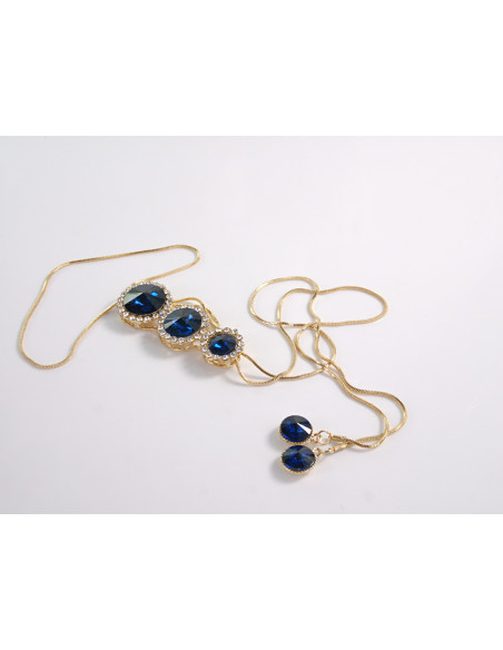 NASZYJNIK DŁUGI WISIOR KRAWATKA GRANATOWY   Lolita Akcesoria