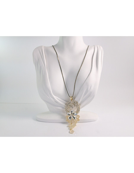 NASZYJNIK DŁUGI WISIOR WISIOR GRAFITOWY MEDALION Lolita Akcesoria