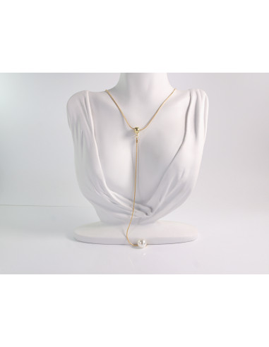 NASZYJNIK ZŁOTA KRAWATKA Z PERŁĄ POD SZYJĘ...