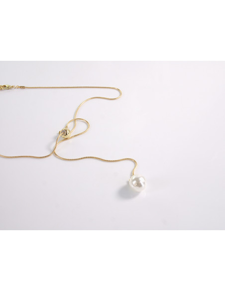 NASZYJNIK ZŁOTA KRAWATKA Z PERŁĄ POD SZYJĘ  Lolita Akcesoria