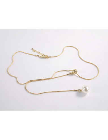 NASZYJNIK ZŁOTA KRAWATKA Z PERŁĄ POD SZYJĘ...