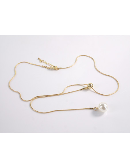 NASZYJNIK ZŁOTA KRAWATKA Z PERŁĄ POD SZYJĘ  Lolita Akcesoria