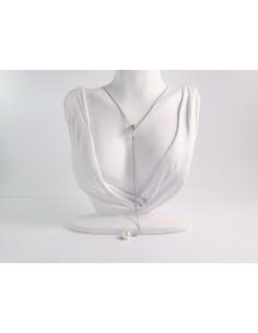 NASZYJNIK SREBRNA KRAWATKA Z PERŁĄ POD SZYJĘ  Lolita...